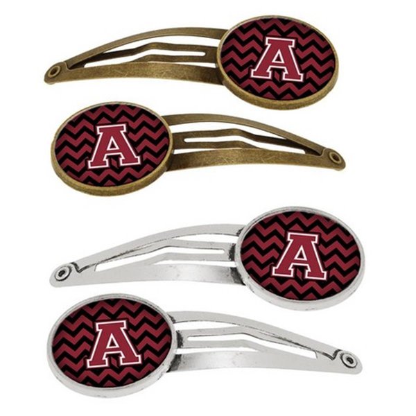 Carolines Treasures Letter A Chevron Garnet and Black Barrettes Hair Clips, Set of 4, 4PK CJ1052-AHCS4